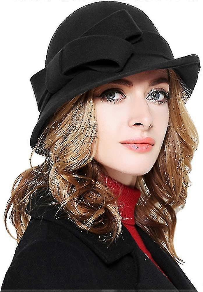 100% Wool Cloche Bucket Hat with Bow Accent, Drawstring for Custom Fit 612rvM2ImNL._AC_UY1000_.jpg main image 2