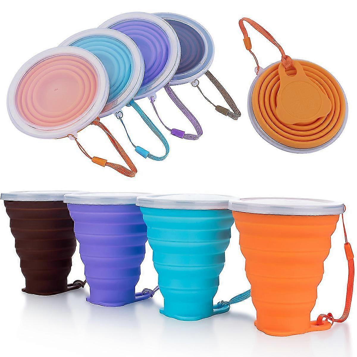 Collapsible Silicone Cup,Portable cup with Lids, Larger Capacity 4Packs