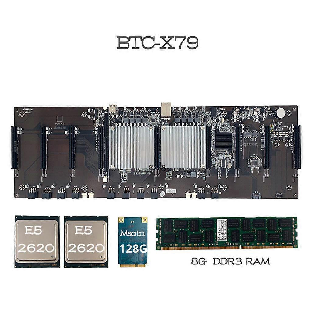BTC X79 Miner Motherboard 9 x 3060 Card DDR3 Memory Integrated USB2.0 Interface