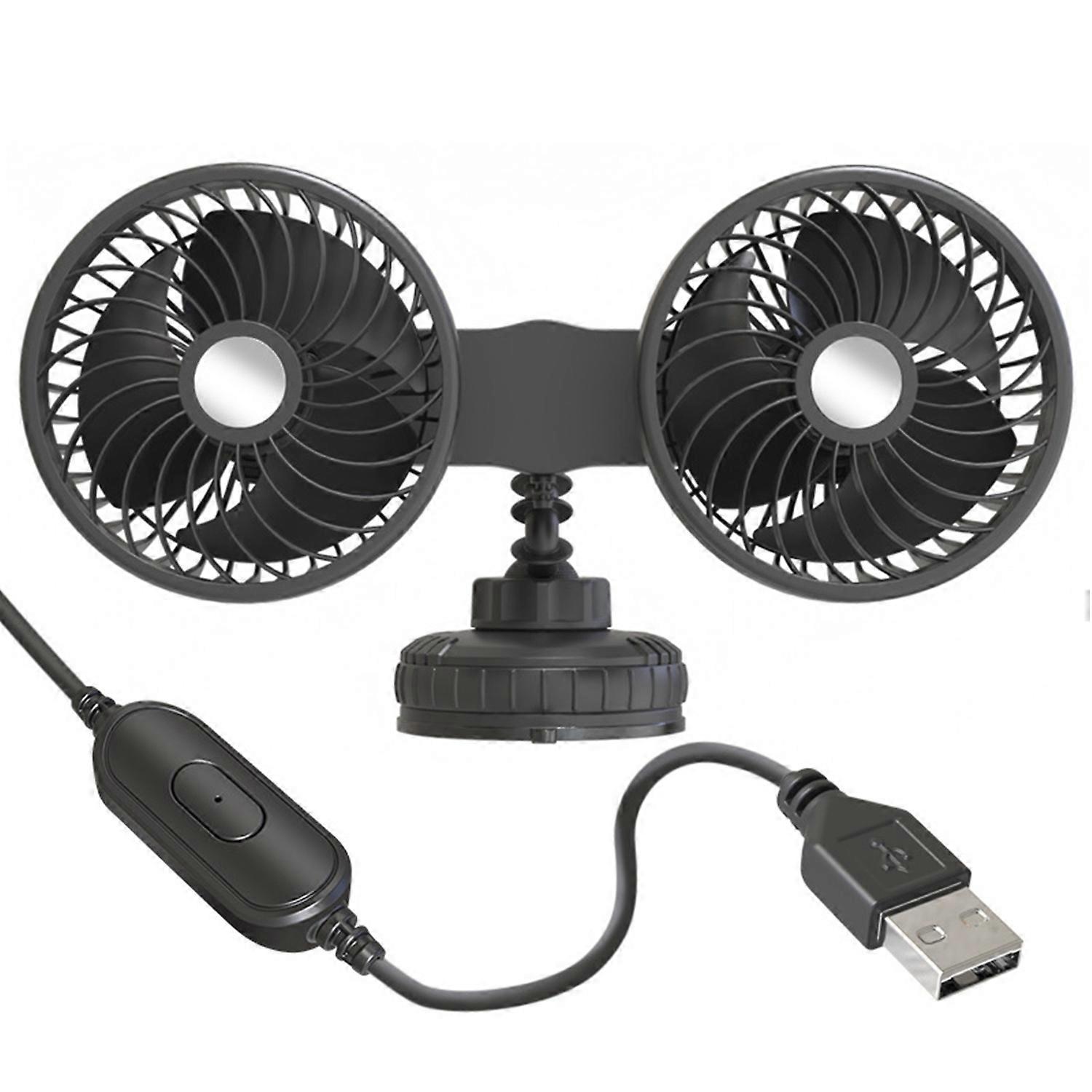 Car Fan with Large Suction Cup Quiet 3 Speed Adjustable 360 Degree Rotate Strong Wind 12V/24V