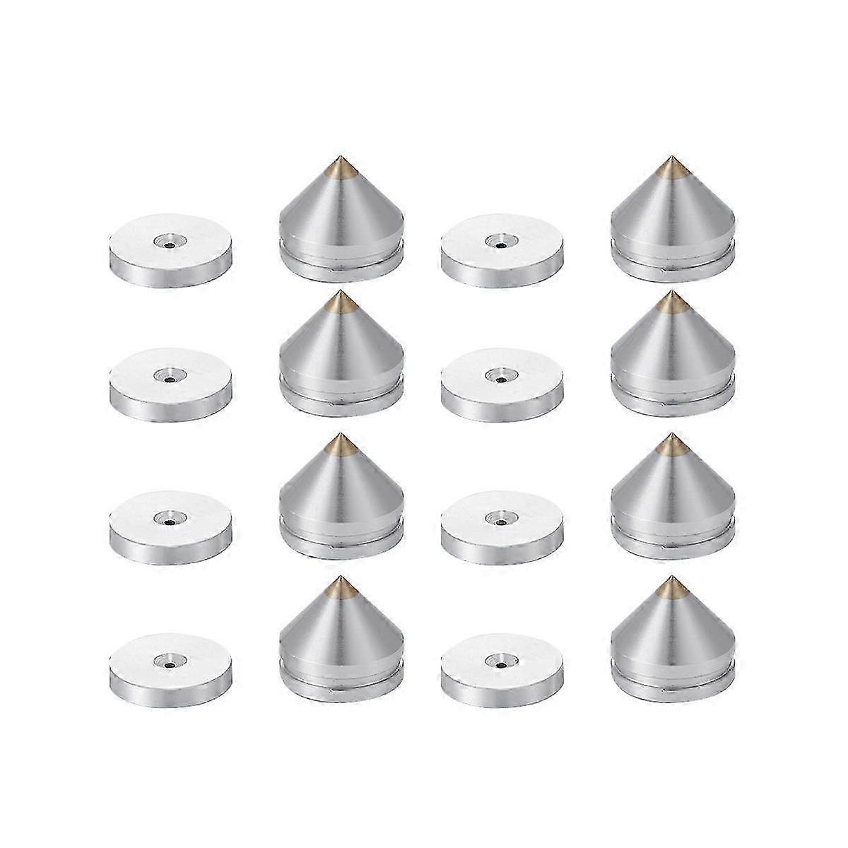 8 Set Speaker Stand Feet Foot Pad Aluminium Alloy Metal Spikes Cone Floor Foot Nail Silver