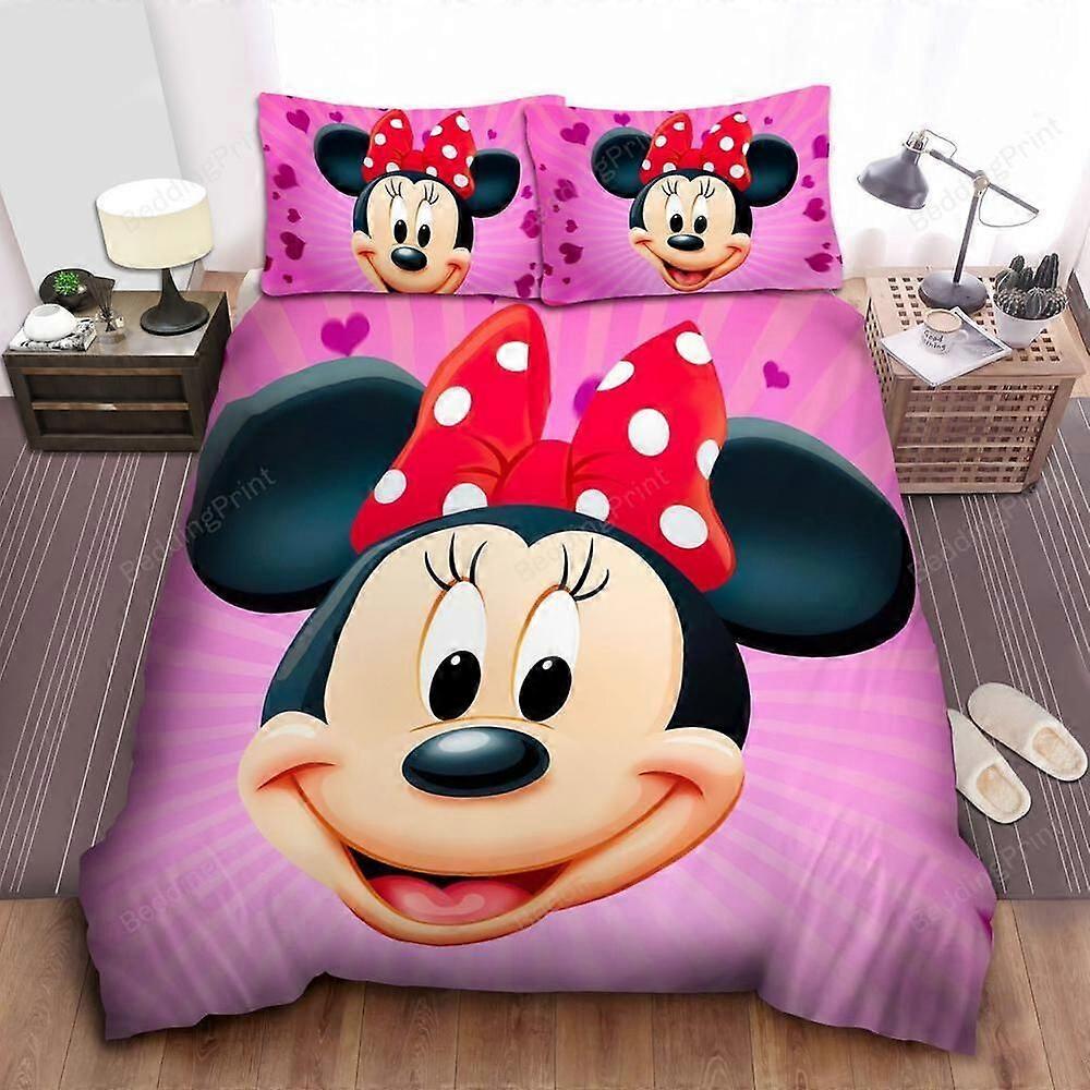 v2213 Bed Sheets Minnie Mouse Smiley Face Quilt Duvet Cover Set Queen Super  Bed Linen Kids3-Piece Bedding Set (1 Duvet Cover + 2 Pillow Shams) Bed Sh