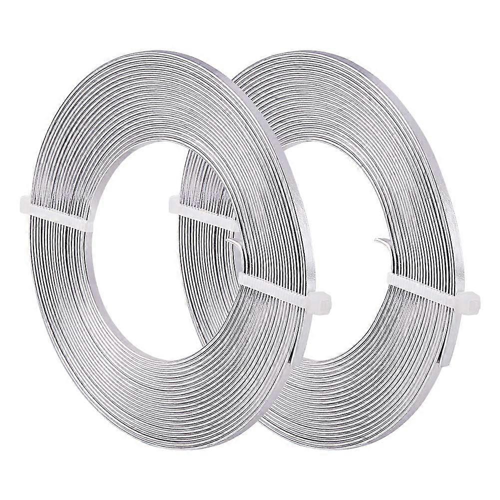 32 Feet 2 Rolls 3mm Wide Primary Color Flat Jewelry Craft Wire 18 Gauge Aluminum Wire for Bezel Sculpting Armature Jewelry Making