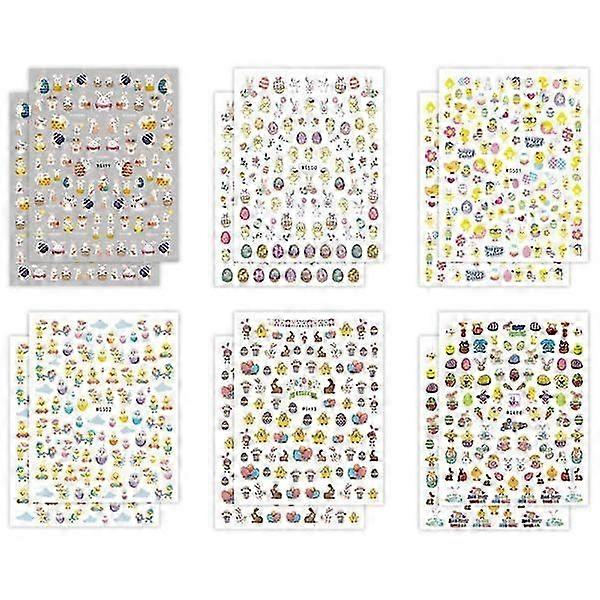 Nail Art Decals Stickers, Easter Egg Chicken Bunny Design