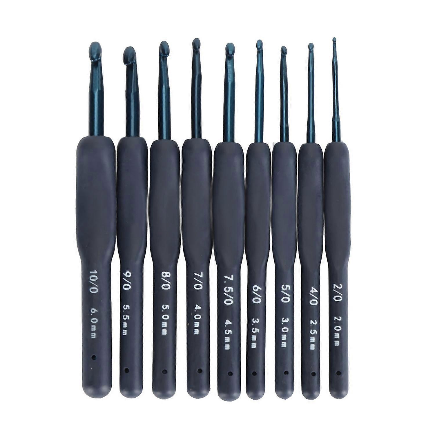 9Pcs Crochet Hooks Set Ergonomic Soft Grip Smooth Needles for Beginners Arthritic Hands Blue 
