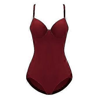 Underwire White Bodysuit Women Shapers Stretch Solid Color Silky Underwear Bodysuits Shapewear Burgundy