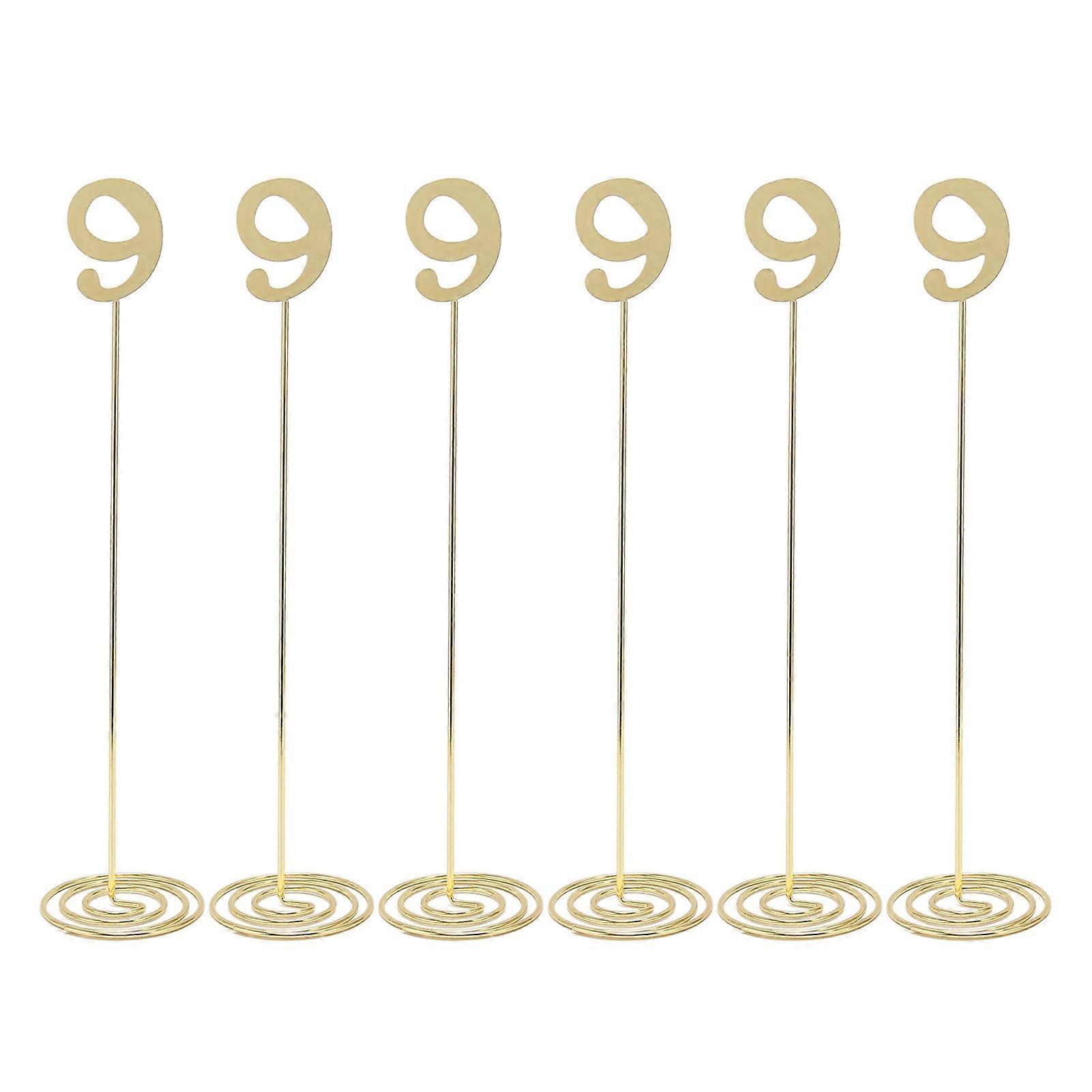 6pcs Metal Table Rust Proof Exquisite Tall Desk Number with Base for Banquet Wedding Reception