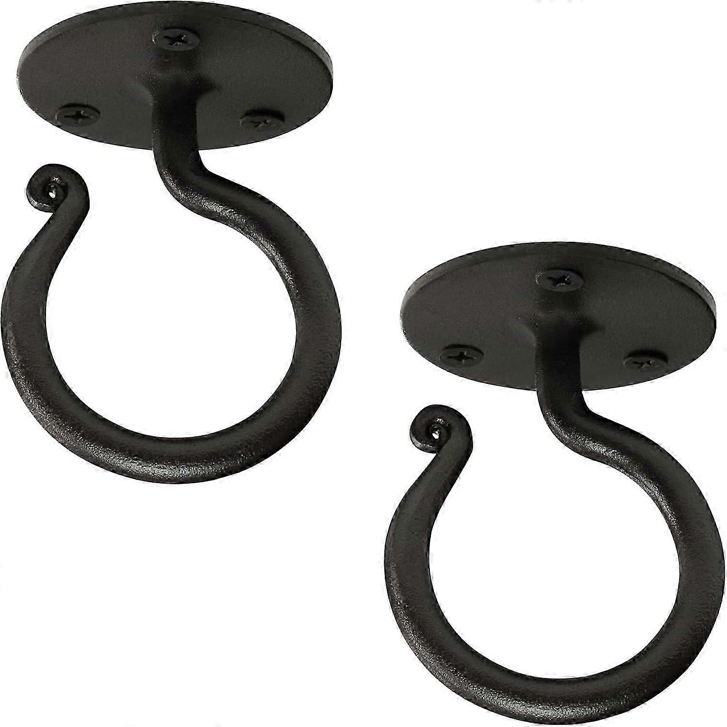 Ceiling Hooks for Hanging Plants - Wrought Iron Decorative Durable Thick Heavy Duty Indoor or Outdoor Hooks for Hanging Objects - 2 PackBlack