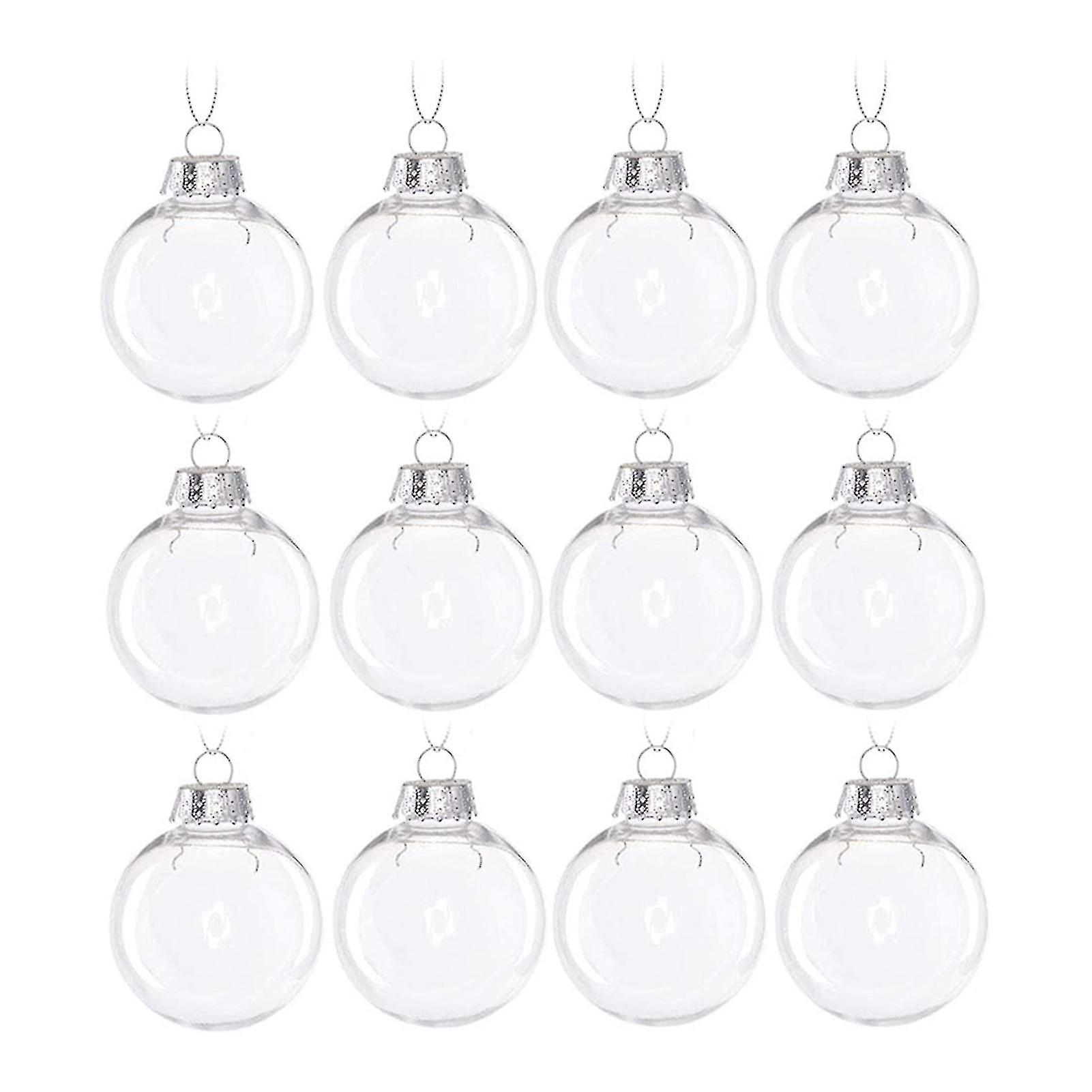 12pcs palla trasparente di Natale, ornamento sfera riempibile per albero di Natale, @bugu