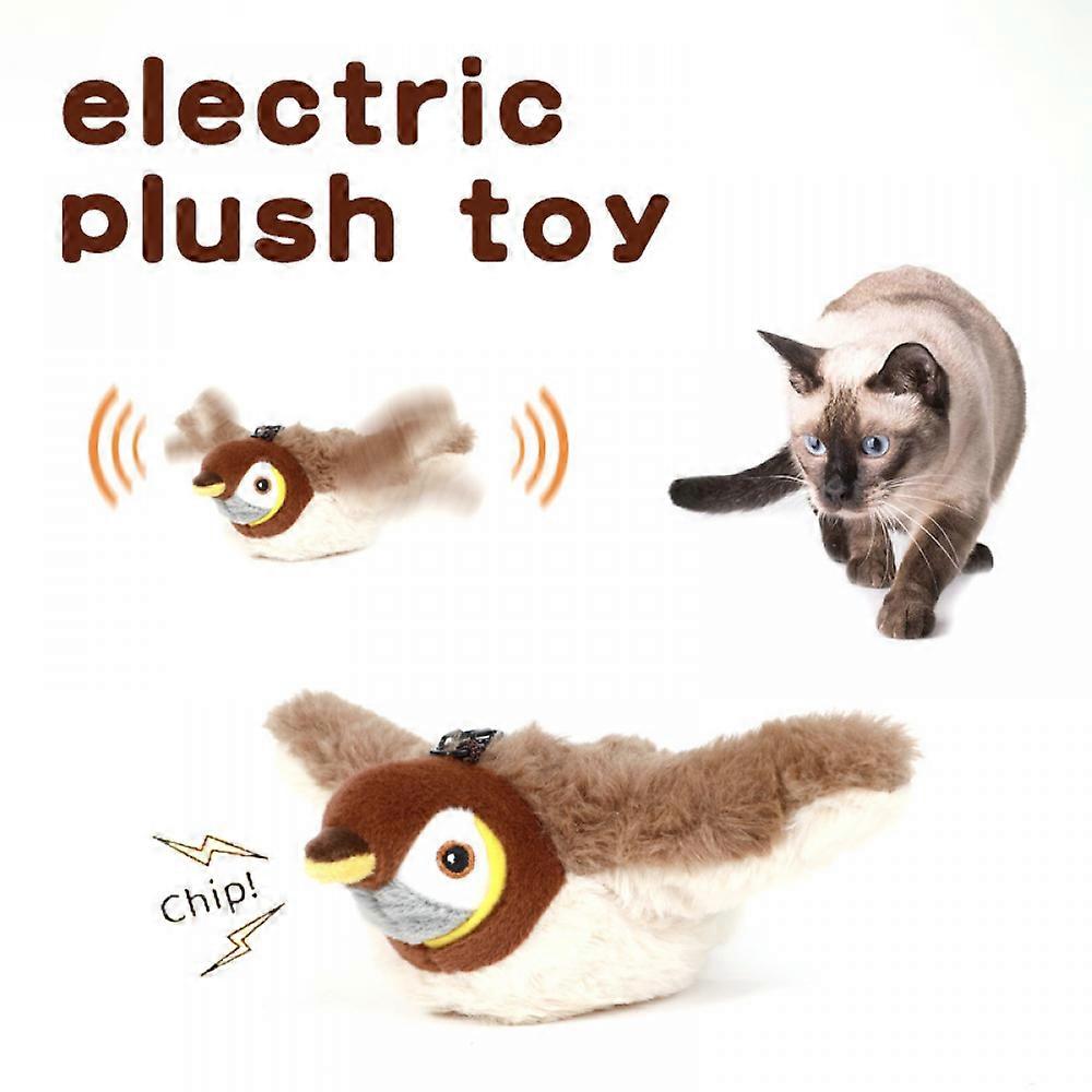 Electronic Interactive Flying Bird Cat Toy Hanging Pet Flapping Wings Sparrow