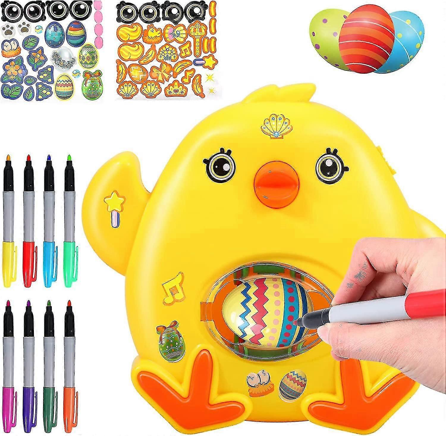 Easter Egg Machine, Easter Egg Decorator Kit, Diy Easter Egg Decorating Machine With Spinner, Egg Painting Dyeing Colouring Machine Toy With 8 Drying[