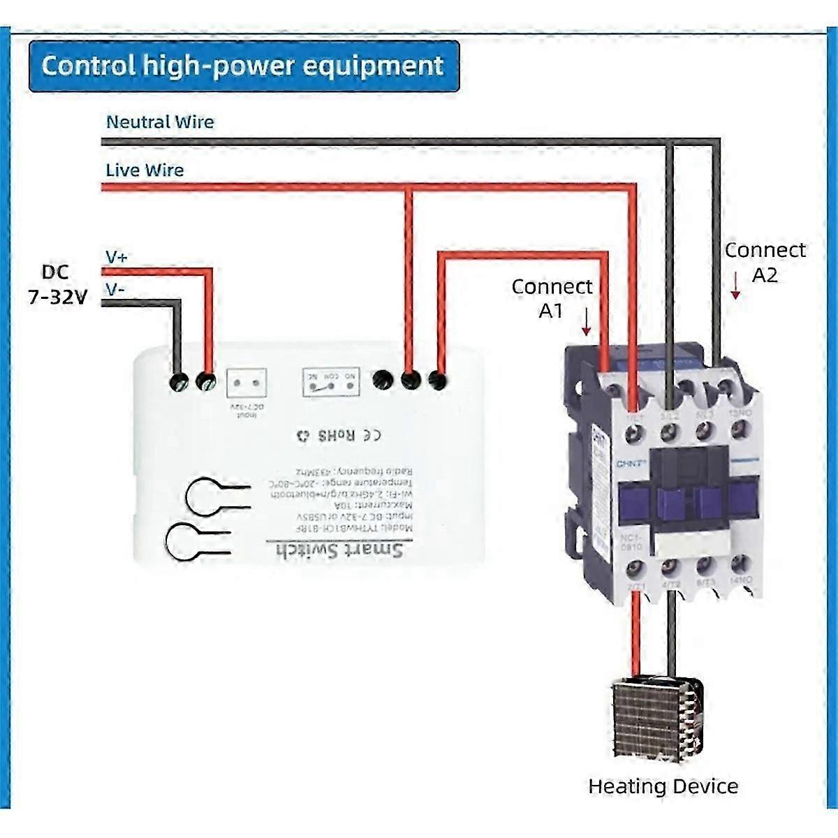 Tuya Smart Life WiFi Switch Relais Température Surveillance de l’humidité Thermostat Capteur Passif Contact Sec DC 7-32V