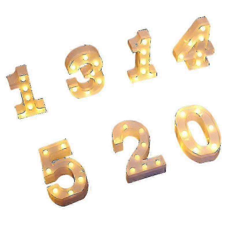 22cm Led Light Up Numbers White 0-9 Wedding Birthday Party Battery Powered Lamp
