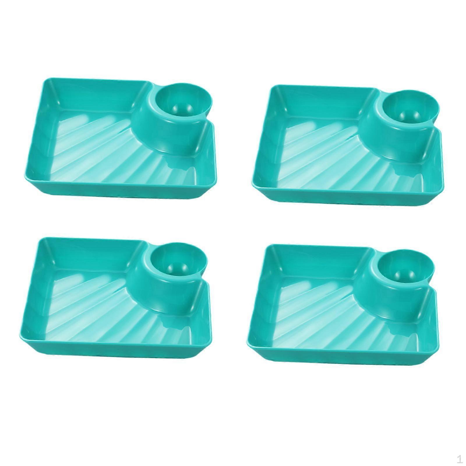 4 Pieces Dumpling Plate with Dipping Saucer Japanese Sushi Platter Dessert Plates Snack for