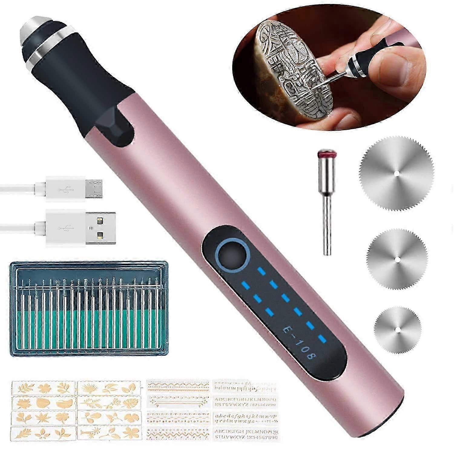 قلم حفارة كهربائي ، أداة نحت النقش ، قلم حفارة صغير لاسلكي ، قلم نقش متعدد الوظائف ، أداة دوارة DIY