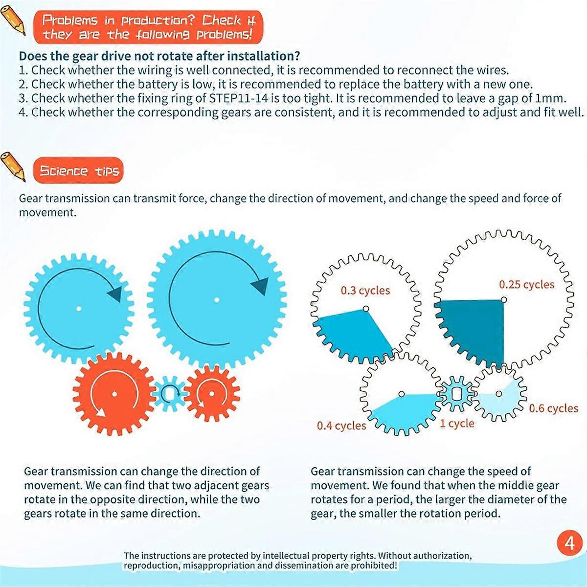 Wooden Electric Gear Wheel Science Experiment Technology Puzzle Kit