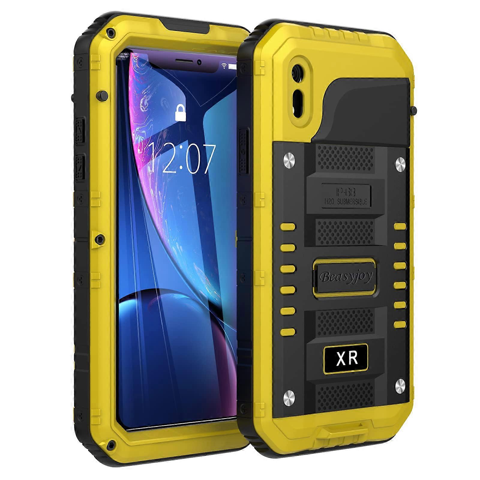 for iPhone XR Metal Case, Case with Built-in Screen Protector