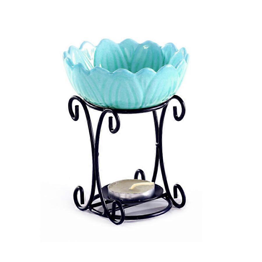 Chic Blue Lotus Iron Oil Burner for Interior Aromatherapy