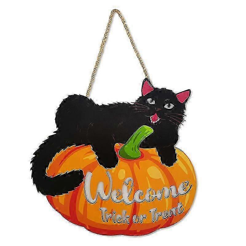 Segno di Halloween Rustico Legno Porta Decorazione Halloween Nero Gatto Zucca Decor Wall Art Garage Portico In Legno Appeso Decorativo hy