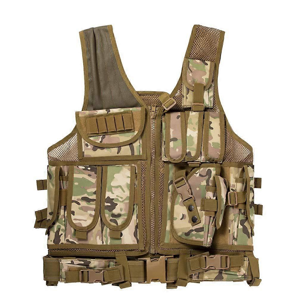 Tactical MOLLE Game Vest Adjustable Training Vest Detachable for Hunting Outdoors Mountaineering (CP)