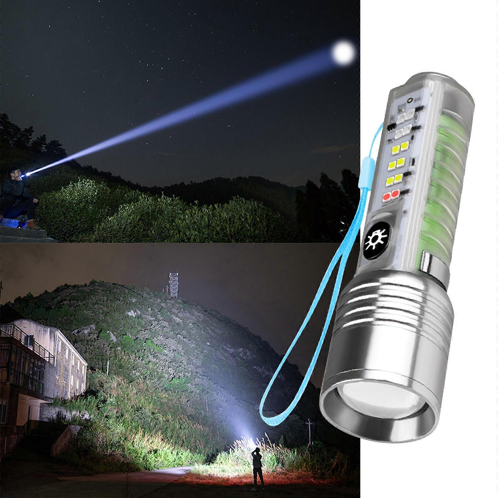 White Mini Transparent Flashlight With Pen Clip Magnet Four Source Bright Flashlight NN