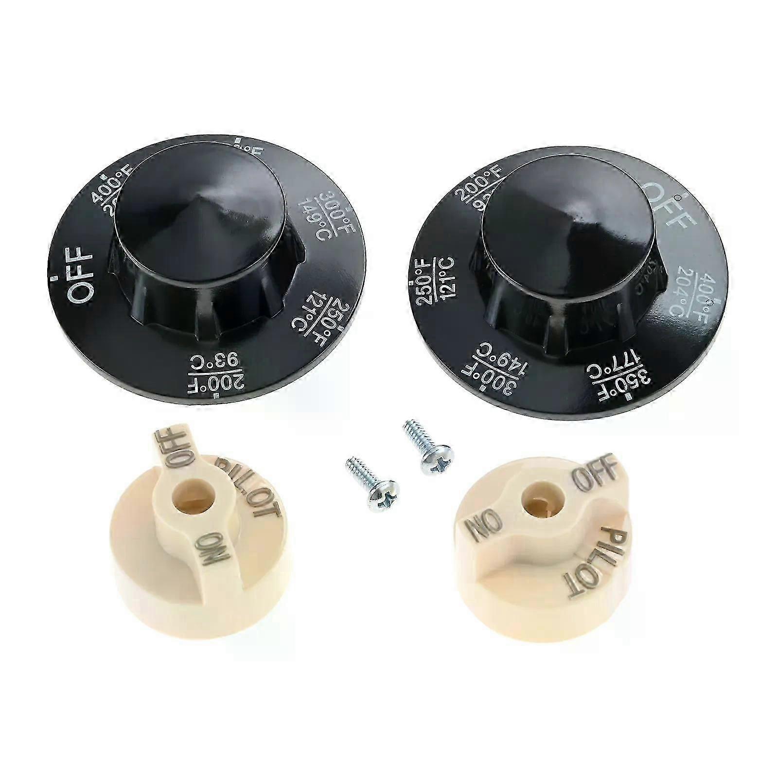 4Pcs/set Control Valve Beige Pilot Dial Knob with 200-400F Thermostat Knob Kit for Fryers Range Braising