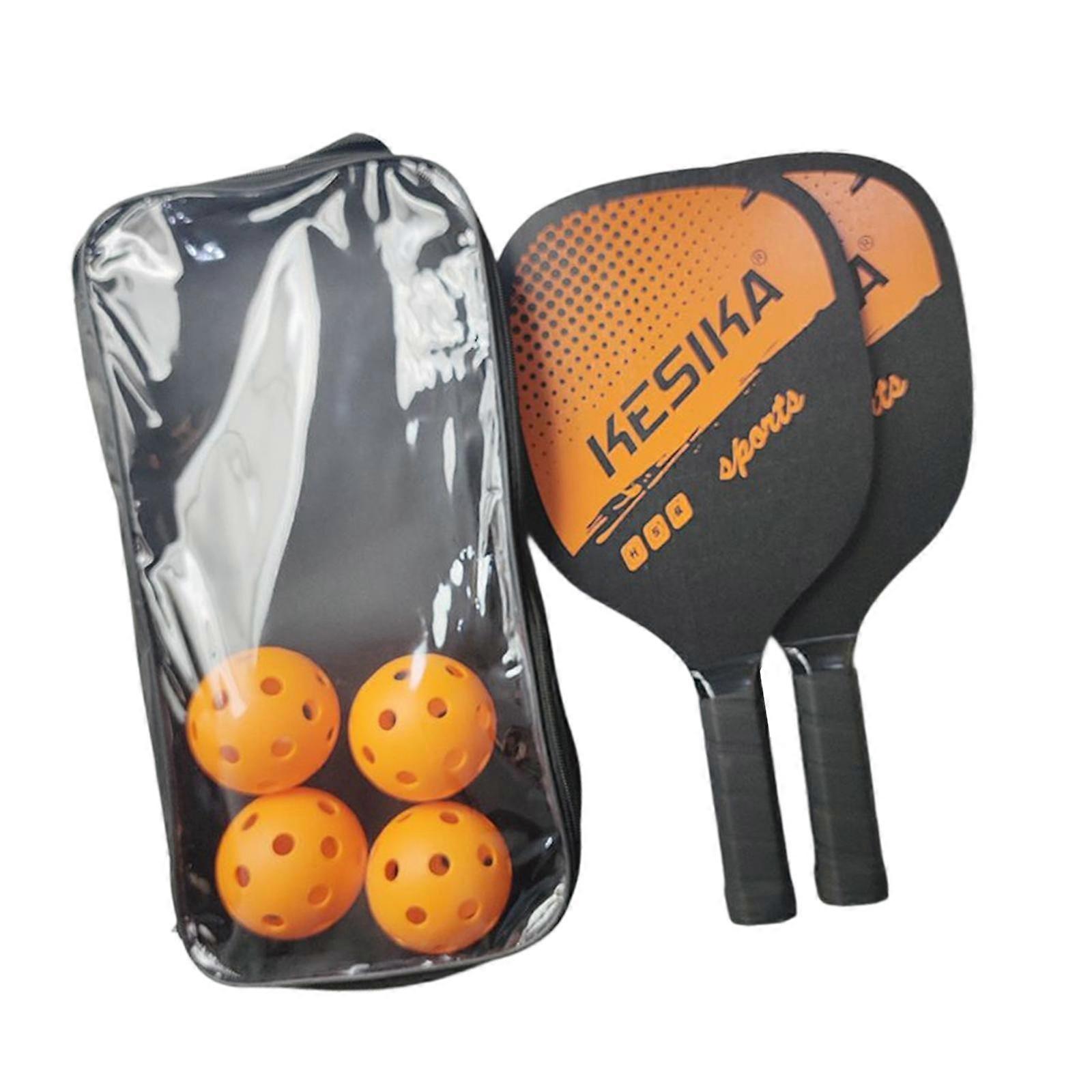 Pickleball Paddles Set Rackets Wood With 4 Balls