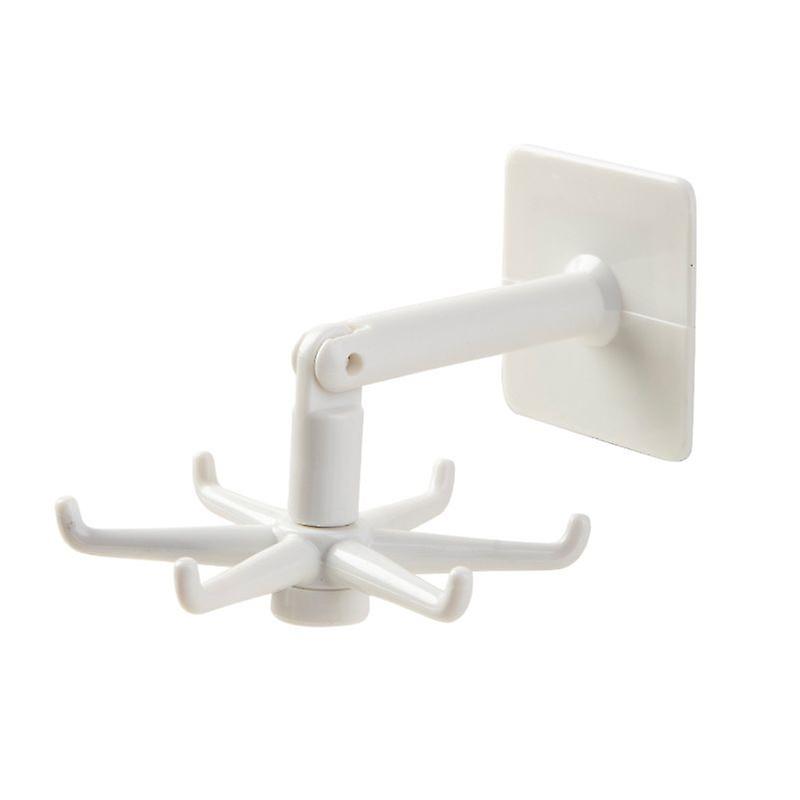2 x 360 Degree Rotating Hooks, Storage Racks, Punch-Free Storage Hooks (6 White Dual-Purpose Hooks)