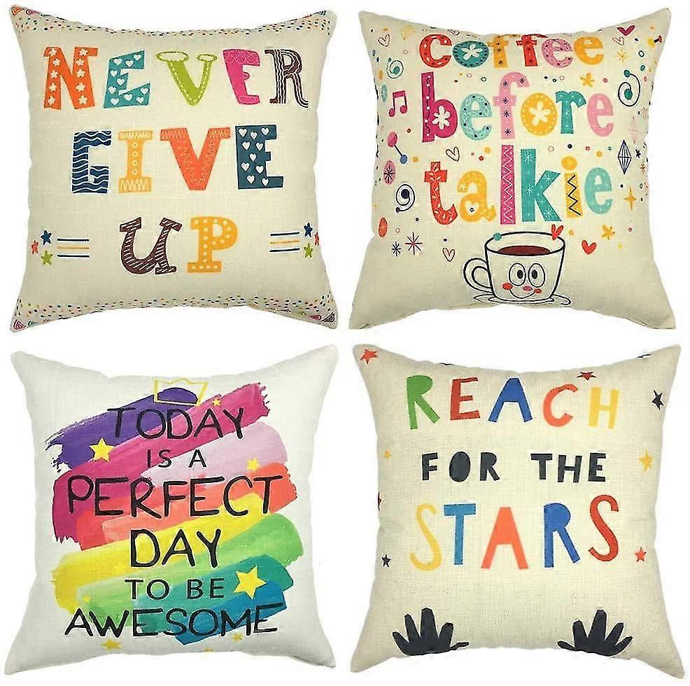 Juego de fundas de almohada de 4 letras inglesas