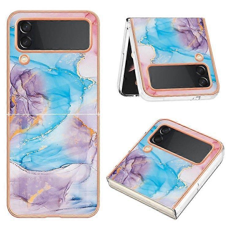 For Samsung Galaxy Z Flip4 5G Case with IMD Marble Flower Pattern TPU Mobile Back Cover
