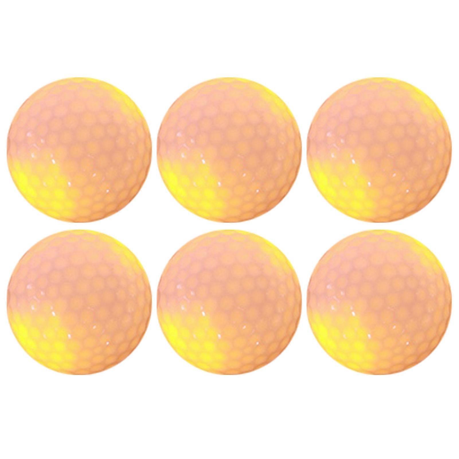 Eddwiin 6PCS Synthetic Rubber LED Luminous Go-lf Ball Bright At for Night Daytime Training(Orange)