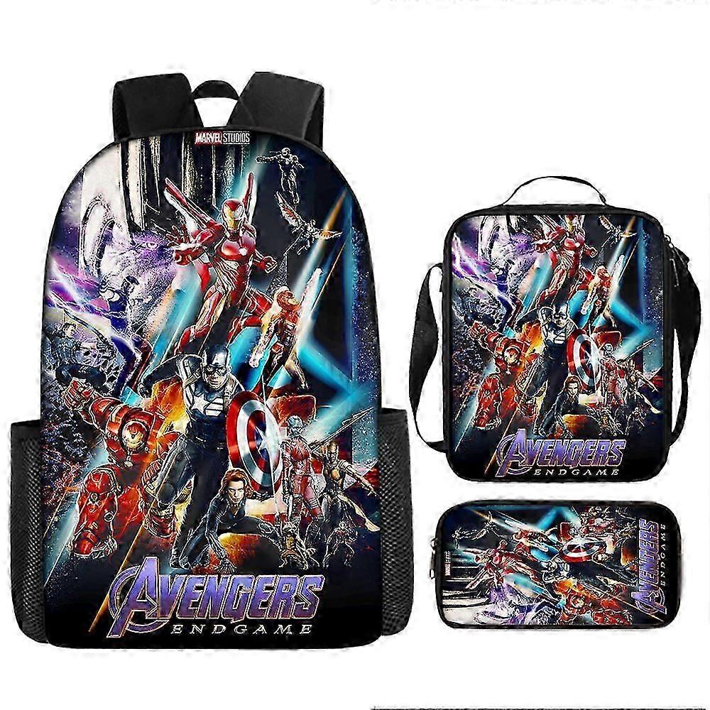 3pcs Boys Schoolbag The Avengers Iron Man Captain America Large Capacity Backpack
