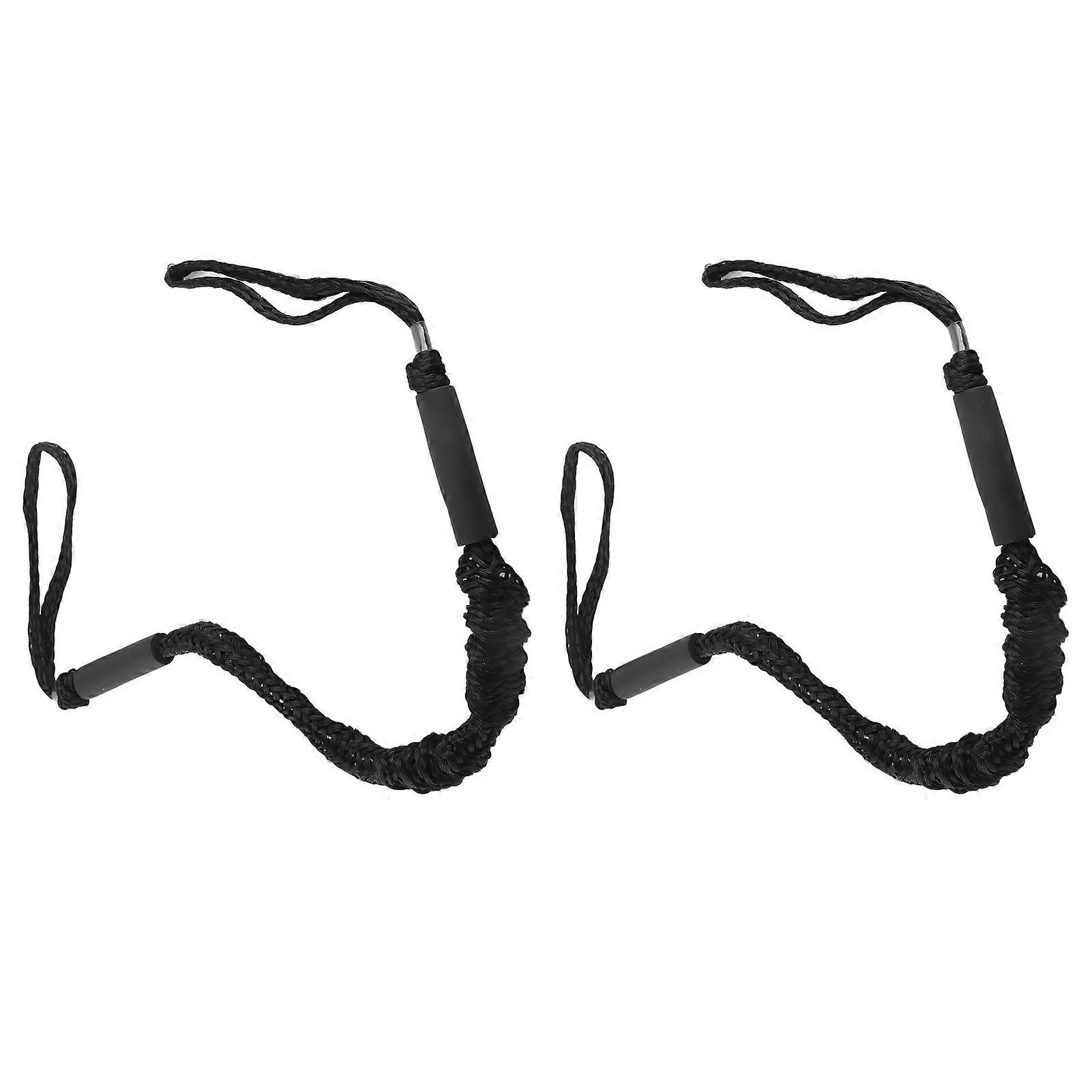2Pcs 3.5-5.5ft Bungee Dock Line Mooring Stretch Rope Quick Docking for Boat (Black)