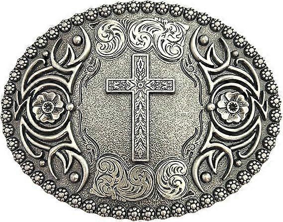 Western Belt Buckles for Men Women Rodeo Cowgirl Cowboy, Vintage Religious Cross Faith Belt Buckle