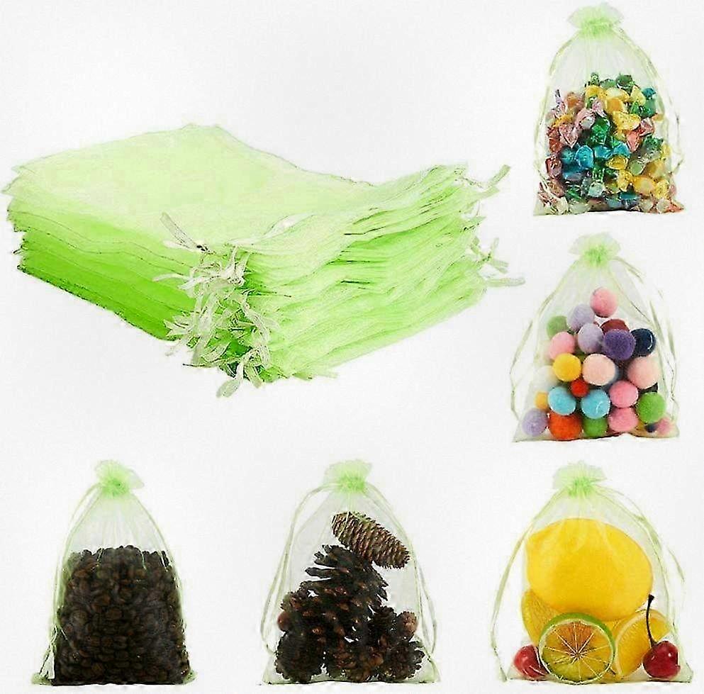 100PCS 5x7 inch LightGreen Organza Drawstring Bags for Baby Shower, Birthday, Party, Christmas, Suitable for Various Events and Celebrations