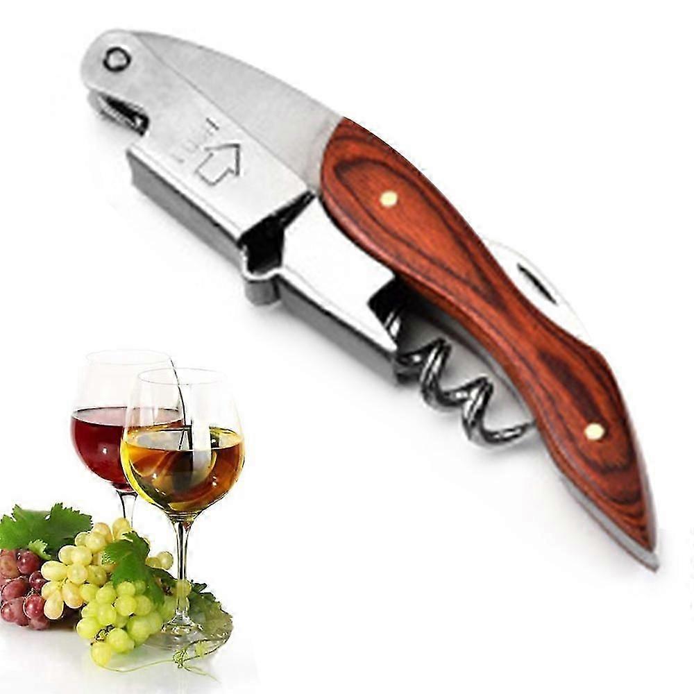 Corkscrew Wine Key With Rubber Handle,bottle Opener And Foil Cutter