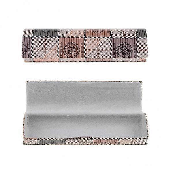2x2 Pieces Eyeglass Box Glasses Case Protector Storage Container Brown Grid
