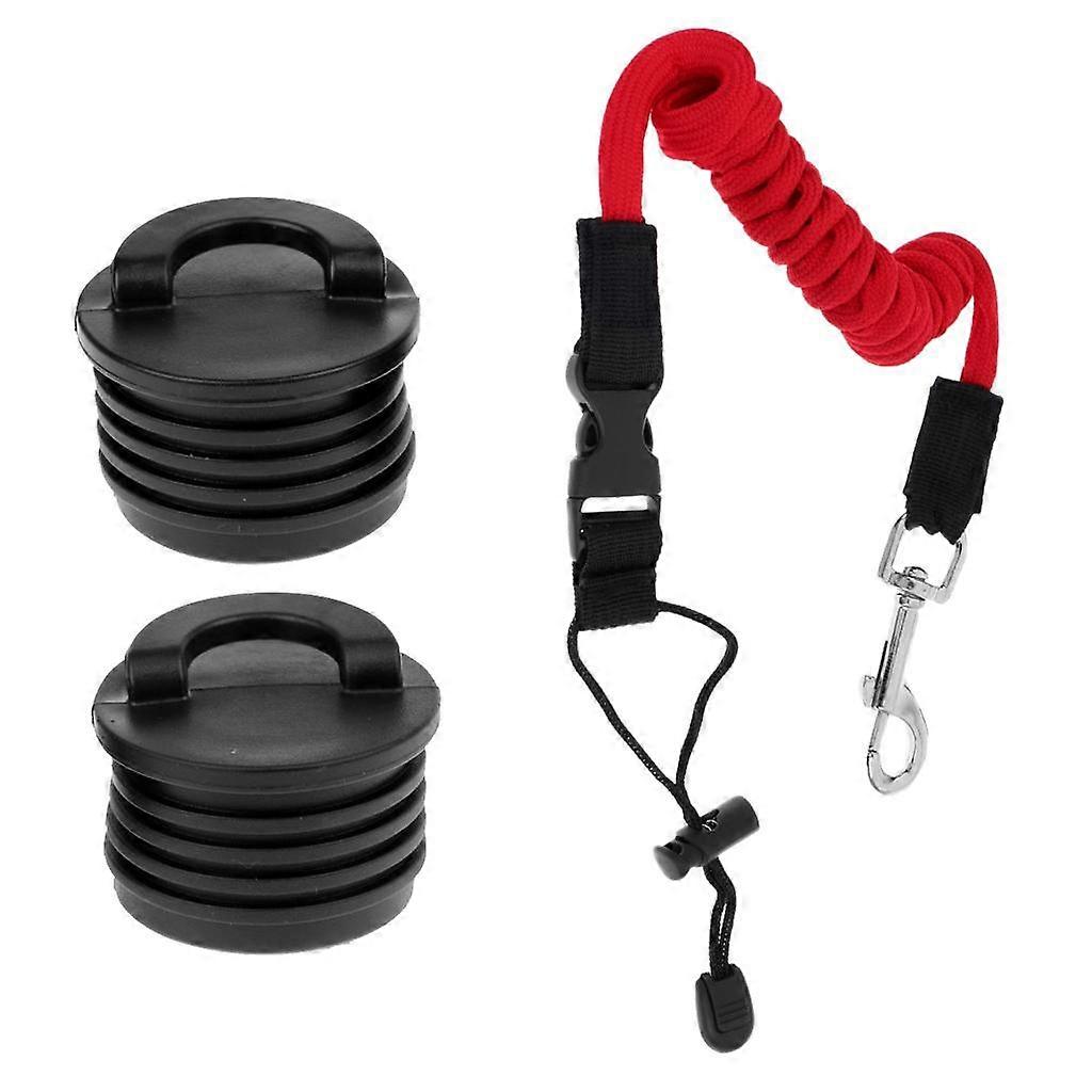 Universal 2 Kayak Canoe Scupper Bung Stopper Plug Replacement + 55'' Red paddle