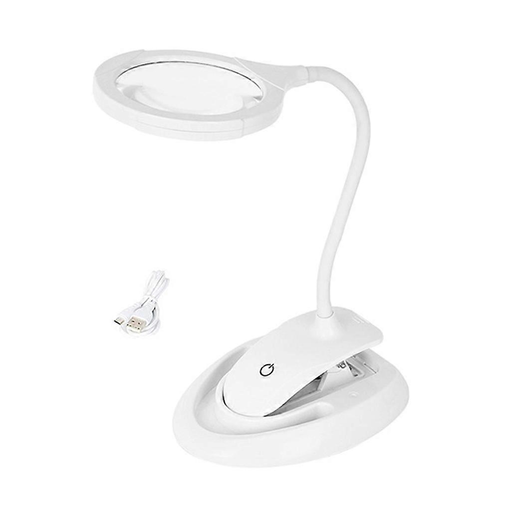 Rechargeable Desktop Magnifying Glass with Stand & Clamp for Close Work Reading Hobbies Crafts, Workbench, Sewing Repair