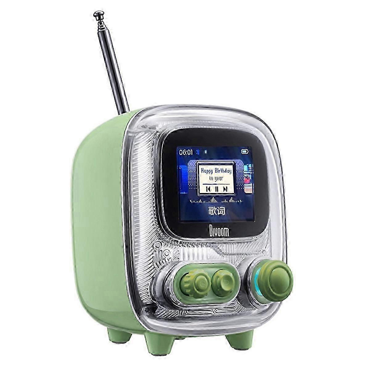 Ratro Bluetooth Speaker Portable Pixel Art Alarm Clock DIY Display Board Cute Gift Desktop Green
