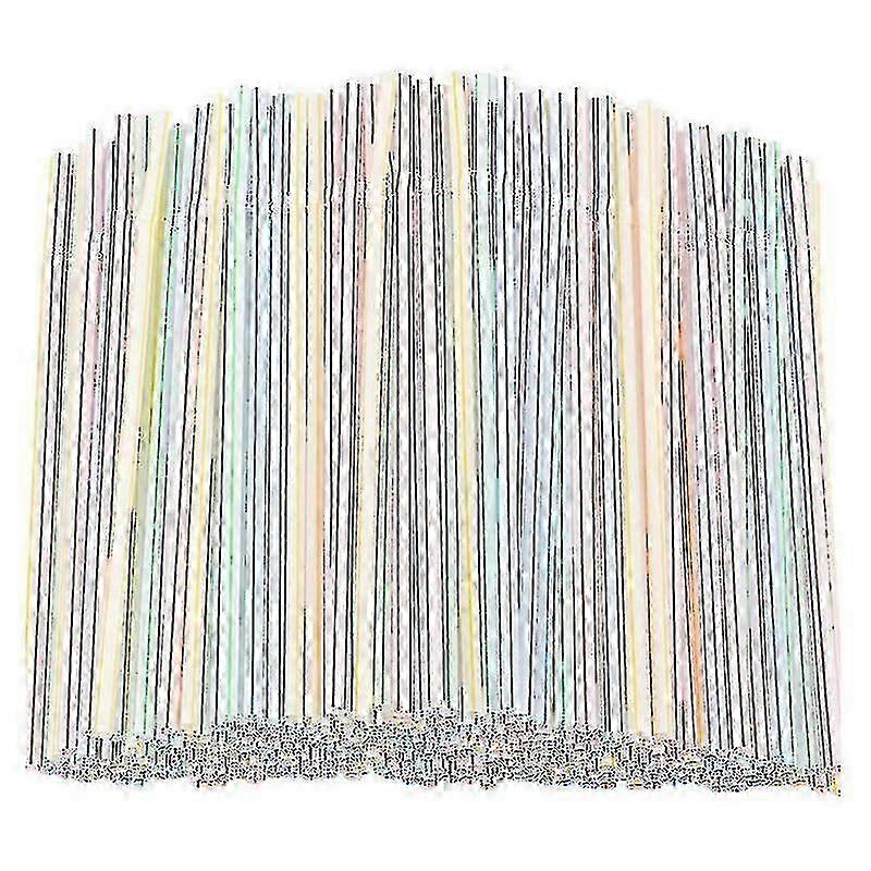 1000 Pcs Flexible Plastic Straws Striped Multi Colored Disposable Straws Suitable for Certain Brands