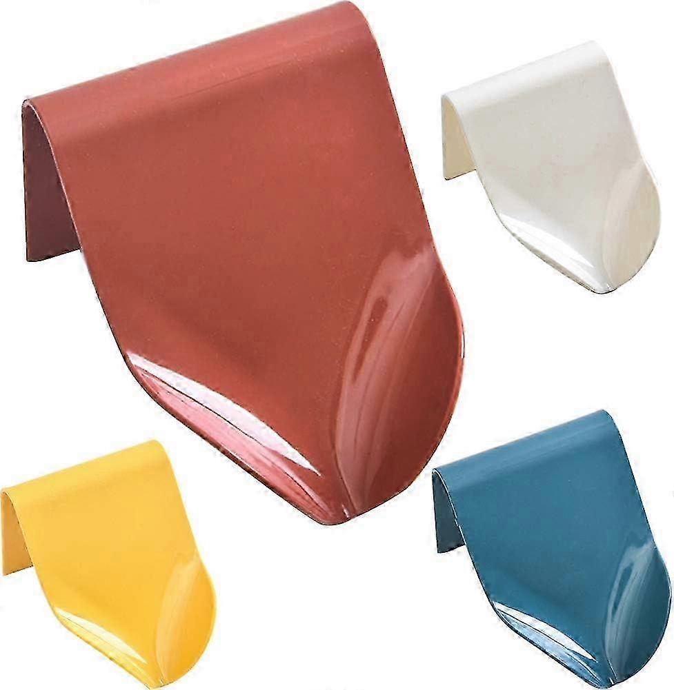4-Piece Wall-Mounted Soap Dish Set with Self-Draining Feature in V Shape, Available in White, Blue, Yellow, and Red