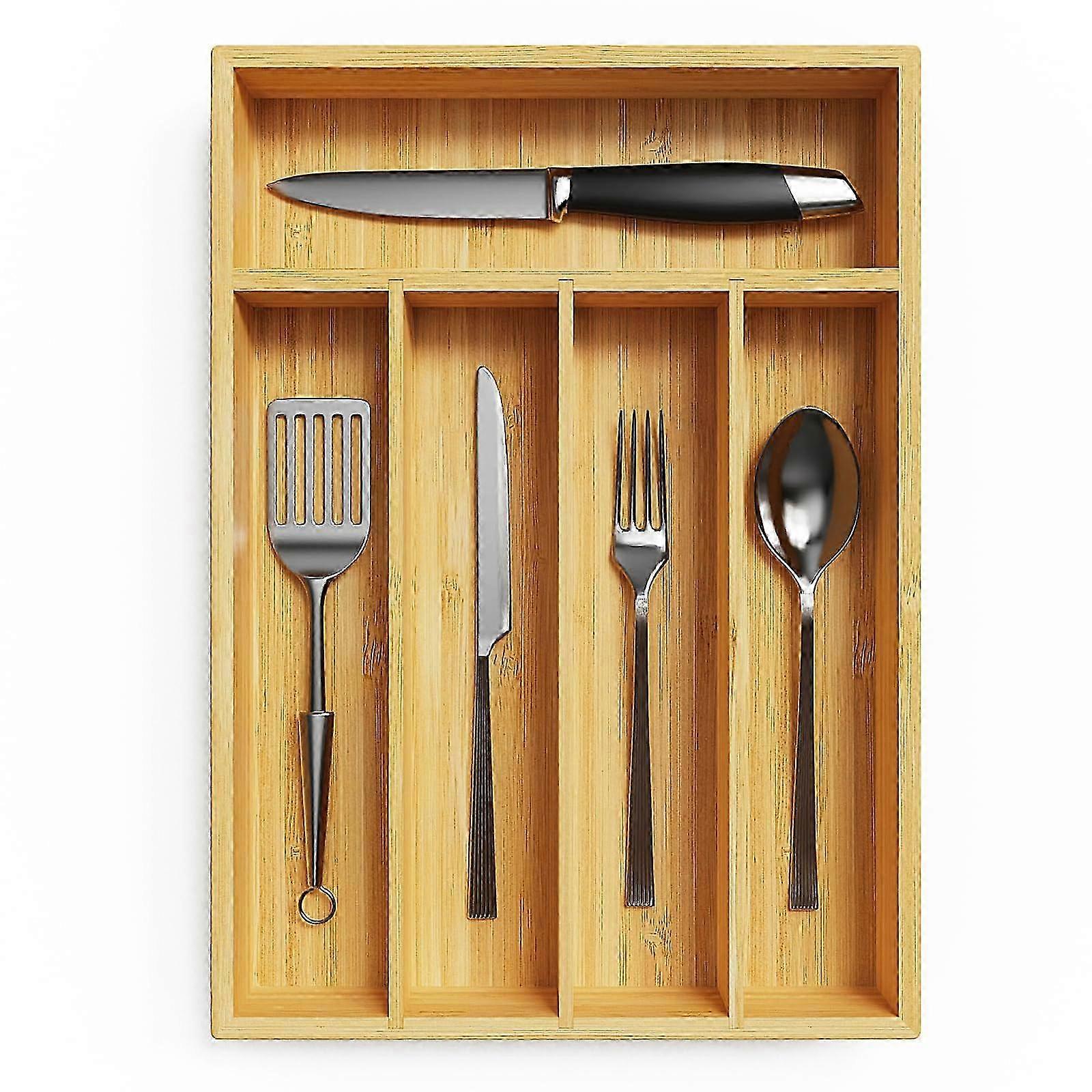 Adjustable silverware tray for kitchen drawer organization