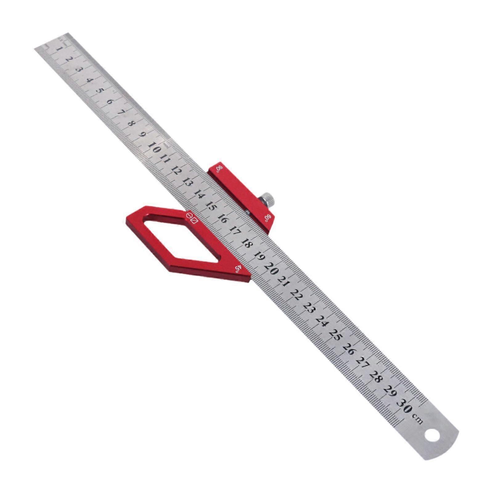 Woodworking Scriber Marking Line Ruler with Positioning Block Angle Scriber