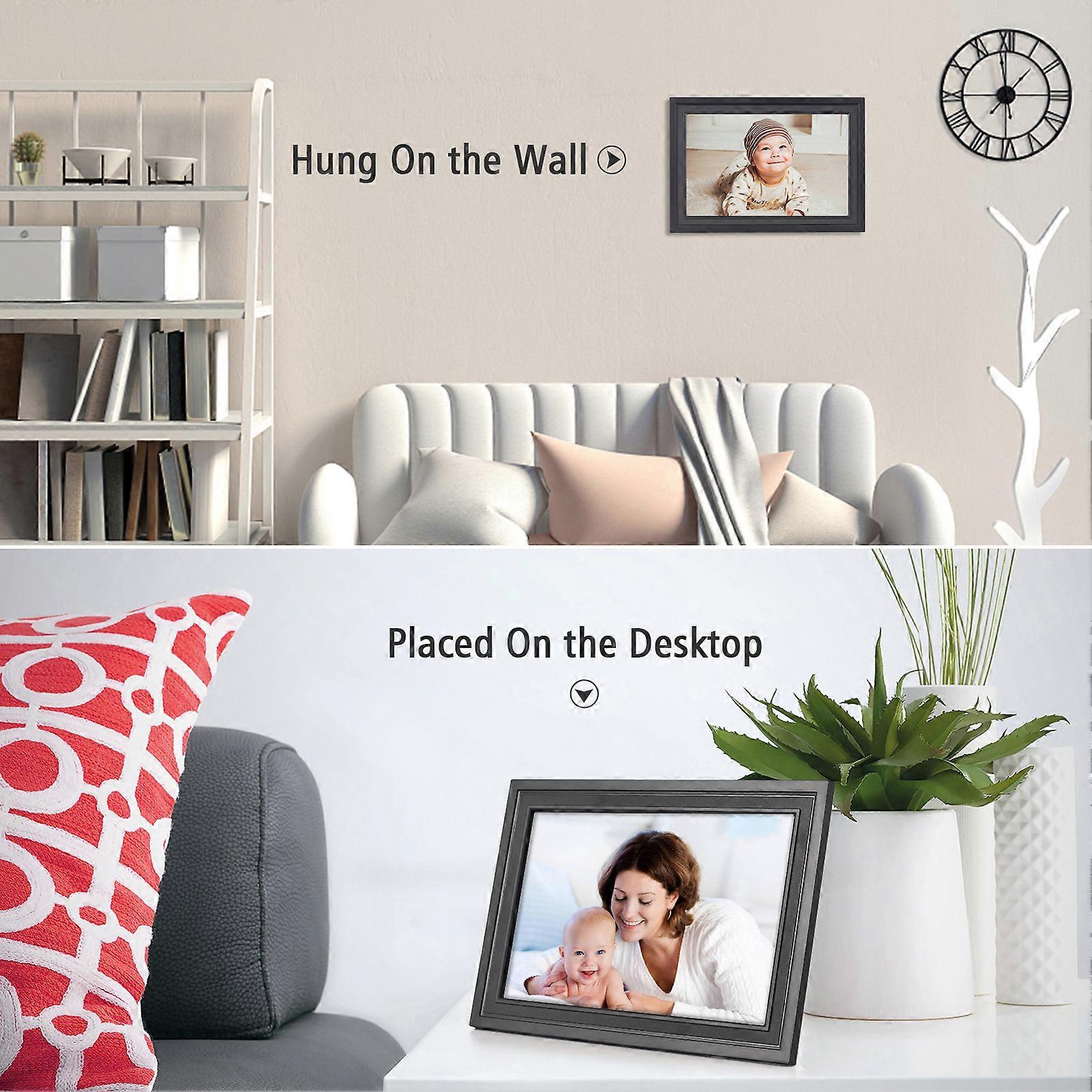 Andoer 10.1-Inch WiFi Digital Photo Frame Cloud Digital Picture Frame TFT Screen Touch Control 16GB Storage Auto Rotation Share Photos via APP with B