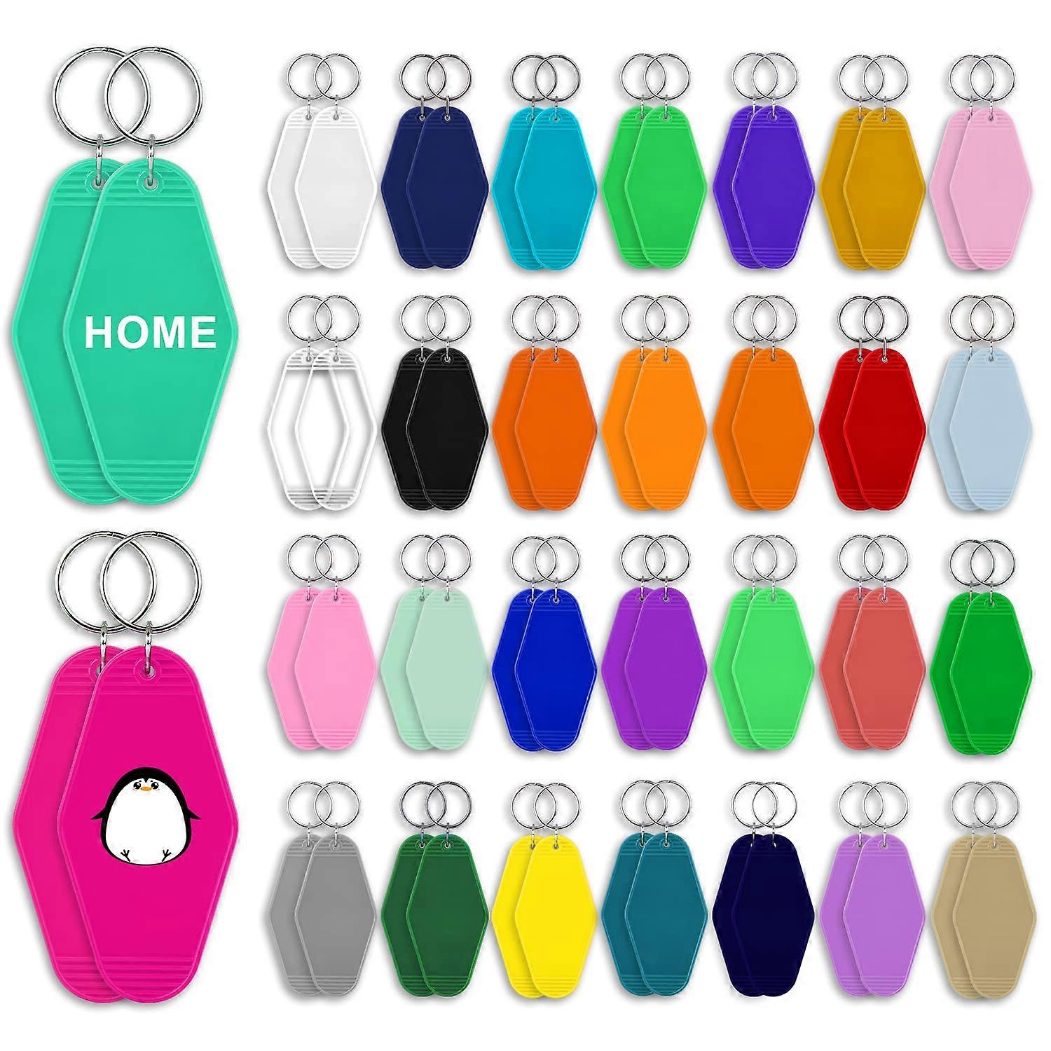 Pack of 60 Sublimation Keycha, DoubleSided Sublimation Keychain Rhombus Blank Keycha with Ring for DIY Craft Ornament Zippers, multicoloured