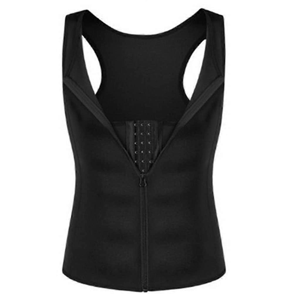 Men's Slimming Body Shaper Gynecomastia Waist Trainer Sauna Vest Gym Hot Sweat Tank Top Workout Shirt Shapewear M black