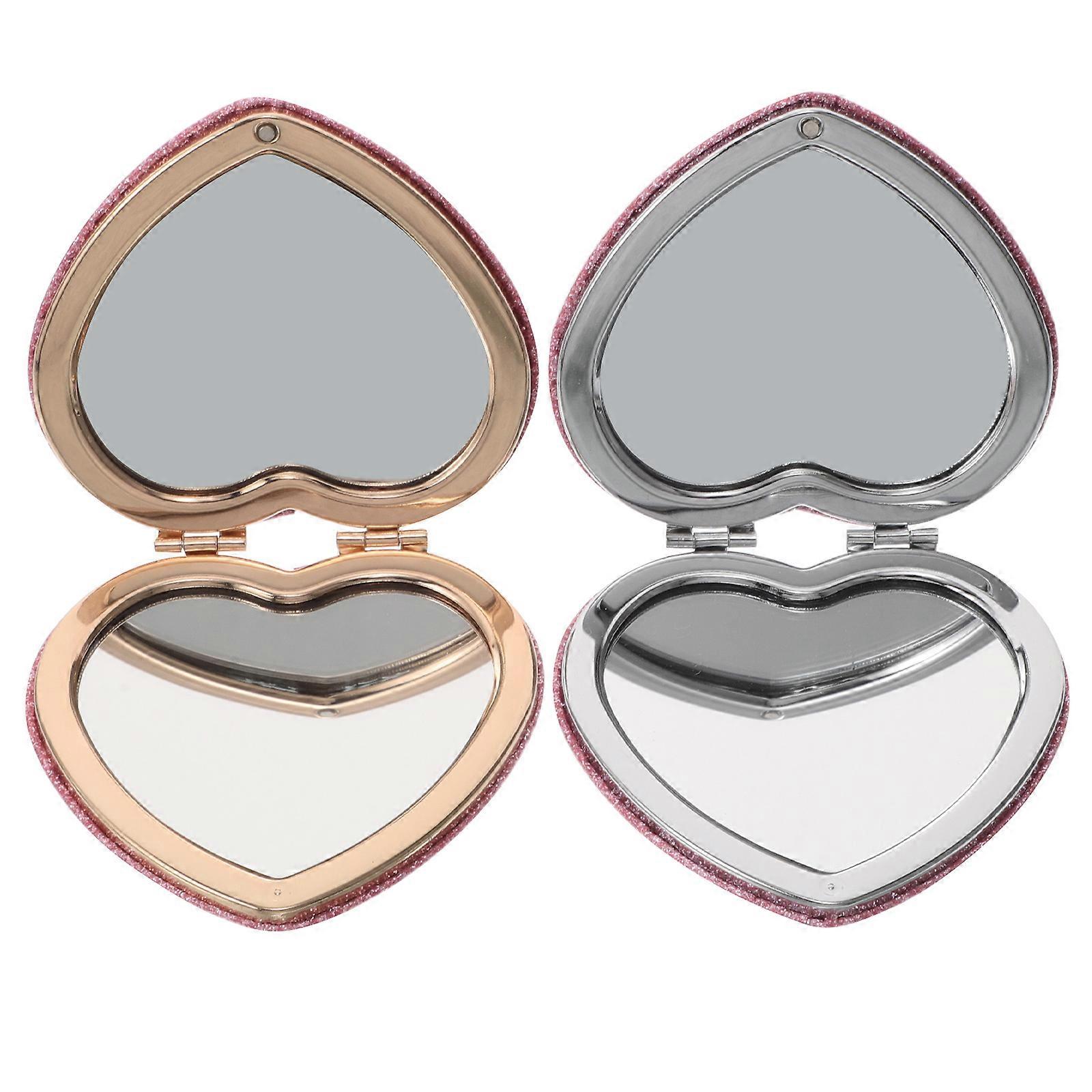 Portable Heart Shaped Makeup Mirror Compact Handheld Cosmetic Tool for Small Pocket Mirror with Reflection for Travel and Daily Use