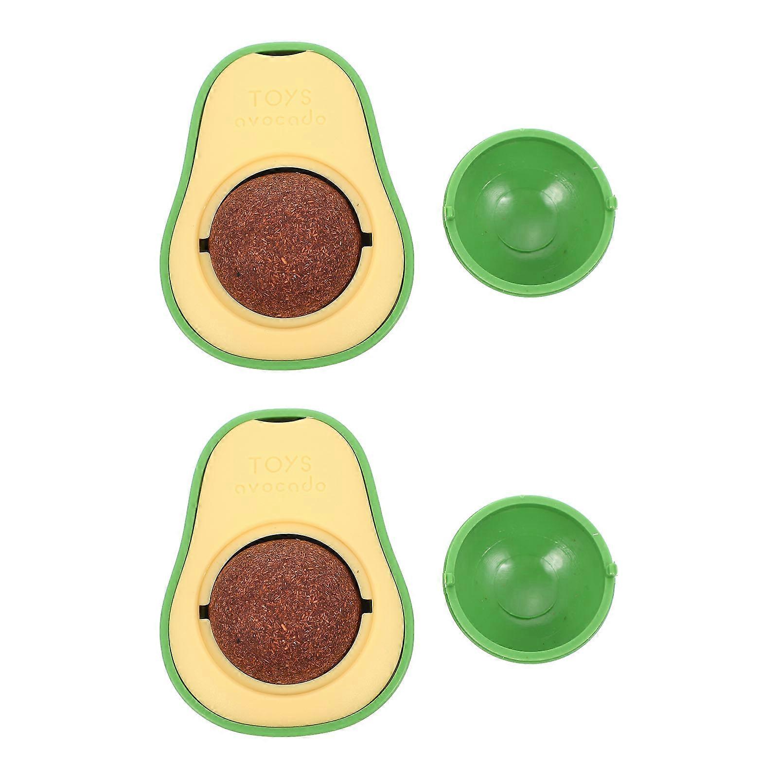 Pet Plaything Avocado Shaped Catnip Toys for Kitten Owners Chewing Interactive 2Pcs 6X5X3.5CM