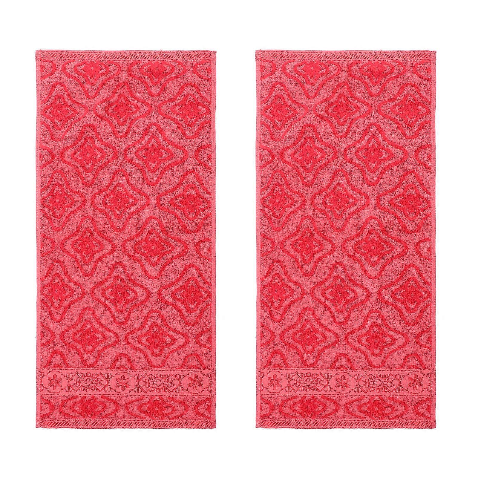 Drying Cloth Multi-use Towel for Home Cotton Water-absorbing Quick Dry Red 75x34x0.8cm 2Pcs